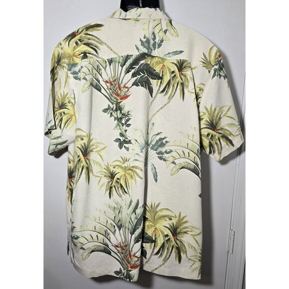 MENS VINTAGE TOMMY BAHAMA HAWAIIAN SHIRT SILK Bird of Paradise Palms L - Picture 6 of 11